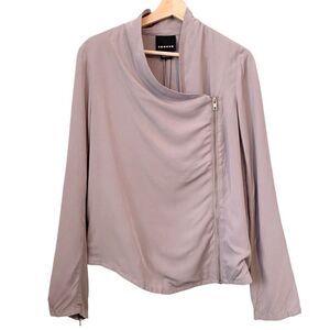 Trouve Asymmetrical Long Sleeve Top with Side Zip in Size Medium
